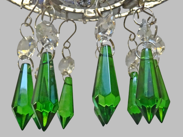 1 Emerald Green Cut Glass Torpedo 37 mm 1.5" Chandelier UK Crystals Drops Beads Droplets Light Parts 4
