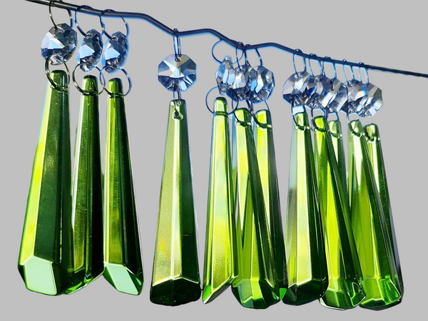 1 Sage Green Cut Glass Icicles 72 mm 3" UK Chandelier Crystals Drops Beads Droplets Light Parts 13