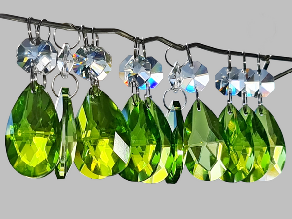 1 Sage Green Cut Glass Oval 37 mm UK Chandelier Crystals Droplets Beads Drops Lamp Light Parts 11