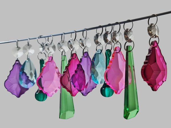 12 Chandelier Drops Summer Colour Cut Glass Crystals Droplets Beads Light Lamp Parts Prisms 4