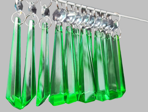12 Emerald Green Icicles 72 mm 3" Chandelier Crystals Drops Beads Droplets Christmas Decorations 8