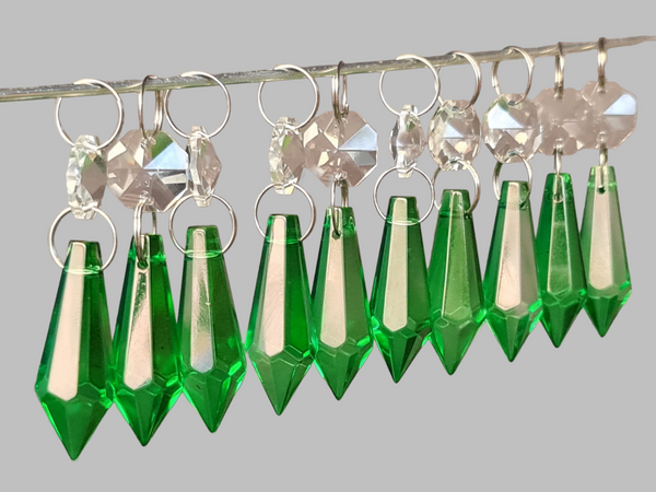 12 Emerald Green Torpedo 37 mm 1.5" Chandelier UK Crystals Drops Beads Droplets Christmas Decorations 3