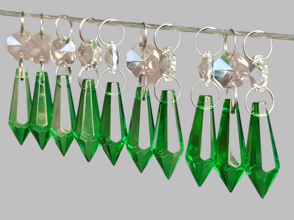 12 Emerald Green Torpedo 37 mm 1.5" Chandelier UK Crystals Drops Beads Droplets Christmas Decorations 5