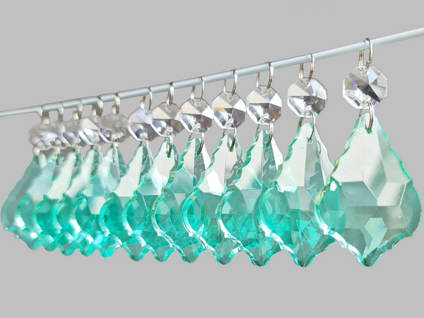 1 Aqua Marine Cut Glass Leaf 50 mm 2" Chandelier Crystals UK Drops Beads Droplets Light Lamp Parts 9