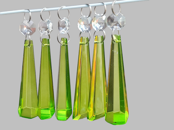 1 Sage Green Cut Glass Icicles 72 mm 3" UK Chandelier Crystals Drops Beads Droplets Light Parts 3
