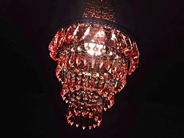 Unique 4-Tier Deep Pink Chandelier Ceiling Pendant Lamp 9" x 14" Customizable 2