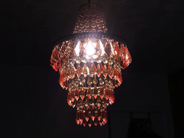 Unique 4-Tier Deep Pink Chandelier Ceiling Pendant Lamp 9" x 14" Customizable 14