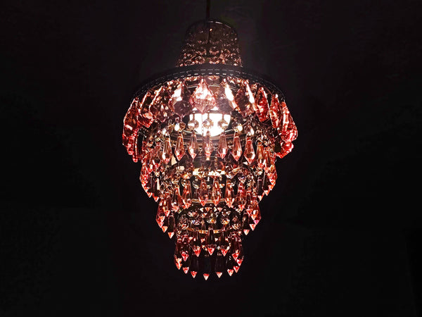 Unique 4-Tier Deep Pink Chandelier Ceiling Pendant Lamp 9" x 14" Customizable 11