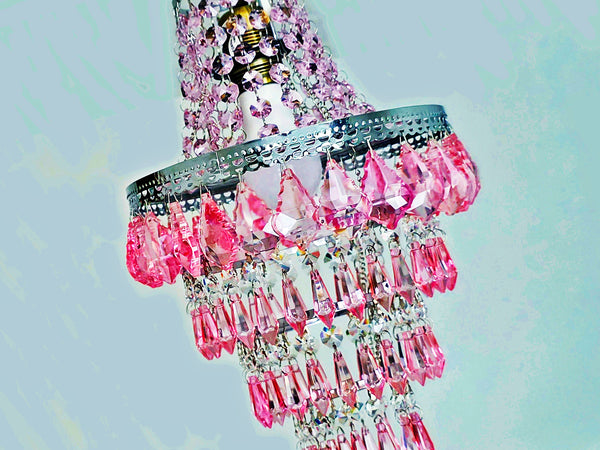 Unique 4-Tier Deep Pink Chandelier Ceiling Pendant Lamp 9" x 14" Customizable 5