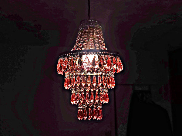 Unique 4-Tier Deep Pink Chandelier Ceiling Pendant Lamp 9" x 14" Customizable 7