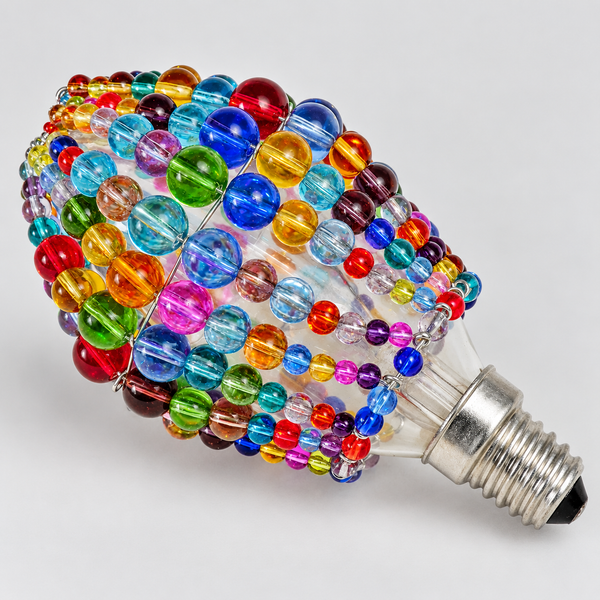 Chandelier Bead Candle Light Bulb Multi Colour Rainbow Glass Cover Sleeve Beaded Lampshade Alternative 9