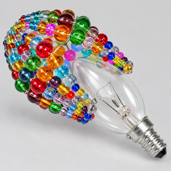 Chandelier Bead Candle Light Bulb Multi Colour Rainbow Glass Cover Sleeve Beaded Lampshade Alternative 8