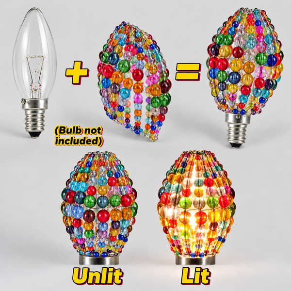 Chandelier Bead Candle Light Bulb Multi Colour Rainbow Glass Cover Sleeve Beaded Lampshade Alternative 2