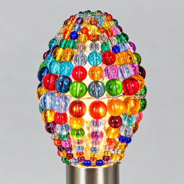 Chandelier Bead Candle Light Bulb Multi Colour Rainbow Glass Cover Sleeve Beaded Lampshade Alternative 4