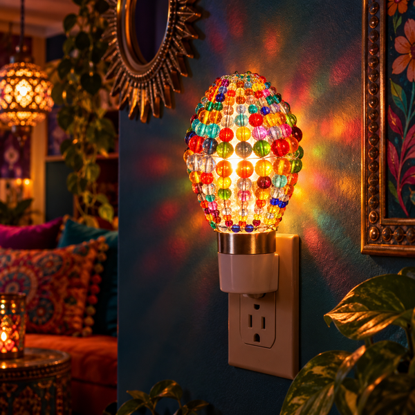 Chandelier Bead Candle Light Bulb Multi Colour Rainbow Glass Cover Sleeve Beaded Lampshade Alternative 12