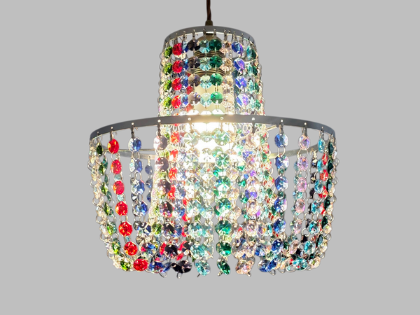 Bespoke 2-Tier Crown Multi Rainbow Chandelier Pendant Ceiling Light Customisable Lamp 11" x 10"