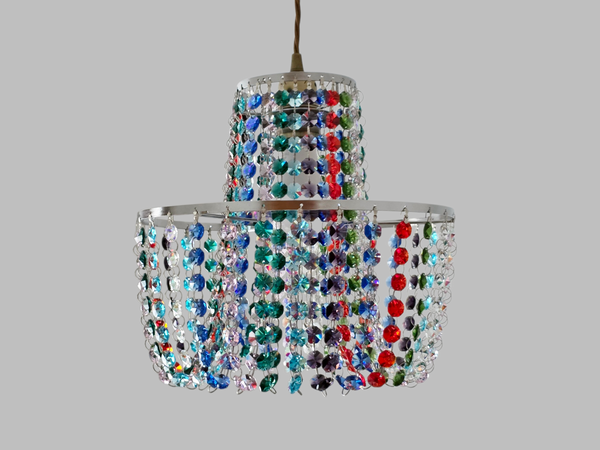 Bespoke 2-Tier Crown Multi Rainbow Chandelier Pendant Ceiling Light Customisable Lamp 11" x 10"