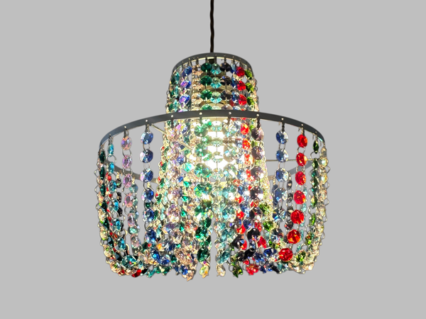 Bespoke 2-Tier Crown Multi Rainbow Chandelier Pendant Ceiling Light Customisable Lamp 11" x 10"