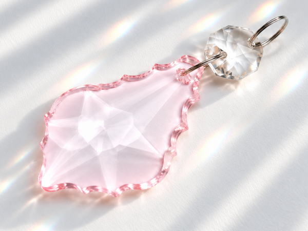 1 Light Pink Cut Glass Leaf 50 mm 2" Chandelier UK Crystals Drops Beads Droplets Parts 7