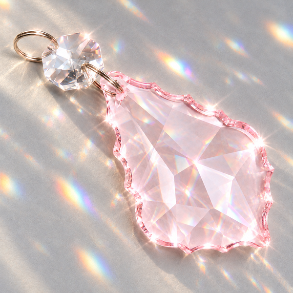 1 Light Pink Cut Glass Leaf 50 mm 2" Chandelier UK Crystals Drops Beads Droplets Parts 9