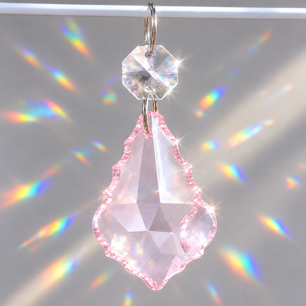 1 Light Pink Cut Glass Leaf 50 mm 2" Chandelier UK Crystals Drops Beads Droplets Parts 6