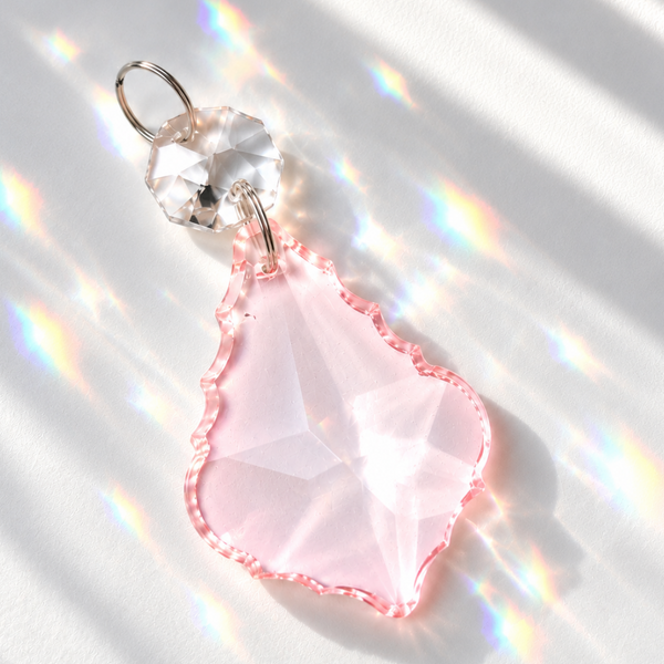 1 Light Pink Cut Glass Leaf 50 mm 2" Chandelier UK Crystals Drops Beads Droplets Parts 3