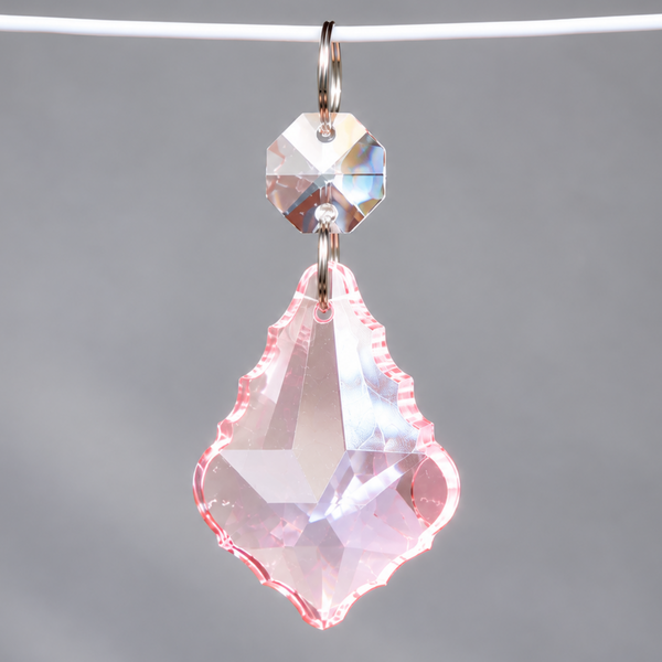 1 Light Pink Cut Glass Leaf 50 mm 2" Chandelier UK Crystals Drops Beads Droplets Parts 8