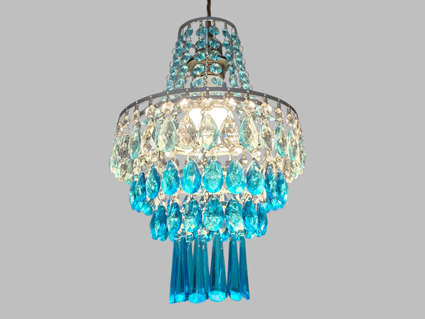 Unique 4-Tier Aqua Deco Boutique Chic Chandelier Pendant Ceiling Light 9" x 10" Customizable 3