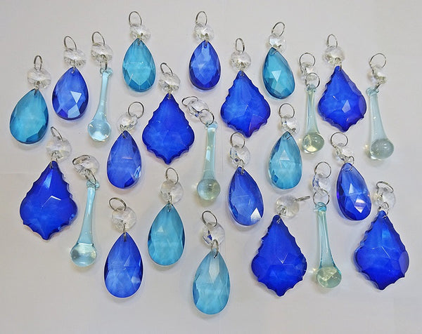 24 Turquoise Teal & Blue Chandelier Drops Hanging Pendant Beads Prisms Cut Glass Crystals Droplets 6