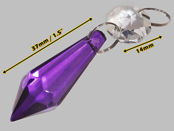Purple Cut Glass Torpedo 37 mm 1.5" Chandelier Crystals Drops Beads Droplets Light Parts