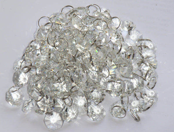14mm Octagon Clear Transparent Chandelier Drops Cut Glass Crystals Garlands Beads 2