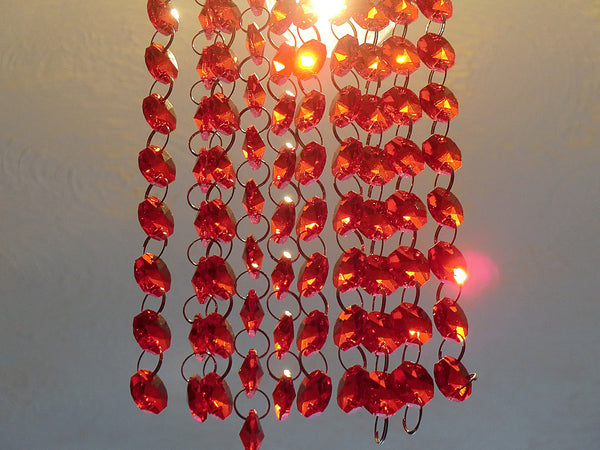 Antique Art Deco Antique Regal Red Chandelier Drops Parts Cut Glass Crystals Prism Droplets Beads Charms Christmas Tree Wedding Decoration Vintage 2m Garlands 7