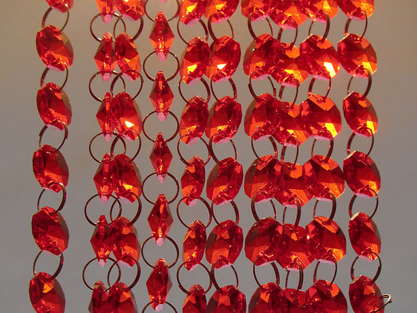 Antique Art Deco Antique Regal Red Chandelier Drops Parts Cut Glass Crystals Prism Droplets Beads Charms Christmas Tree Wedding Decoration Vintage 2m Garlands 5