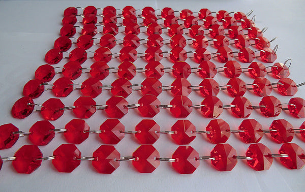 Antique Art Deco Antique Regal Red Chandelier Drops Parts Cut Glass Crystals Prism Droplets Beads Charms Christmas Tree Wedding Decoration Vintage 2m Garlands 6