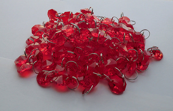 Antique Art Deco Antique Regal Red Chandelier Drops Parts Cut Glass Crystals Prism Droplets Beads Charms Christmas Tree Wedding Decoration Vintage 2m Garlands 10