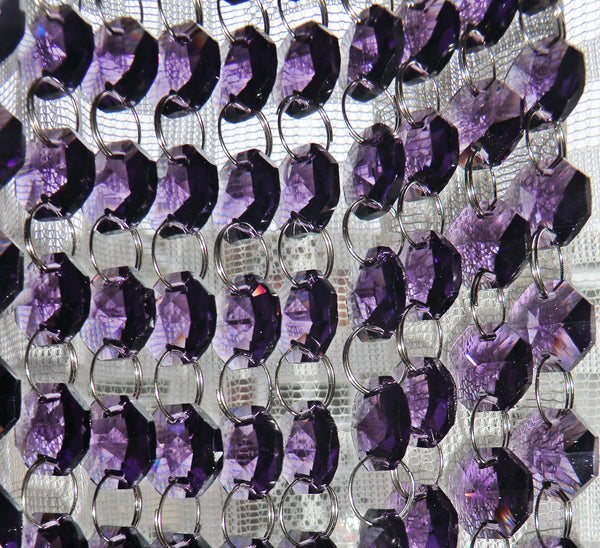 10 Strands Purple 14mm Octagon Chandelier Drops Glass Crystals 2m Garland Beads Droplets 5