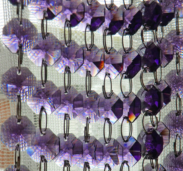 10 Strands Purple 14mm Octagon Chandelier Drops Glass Crystals 2m Garland Beads Droplets 3
