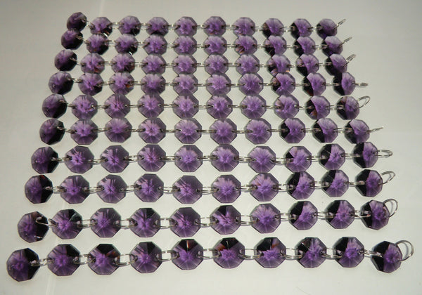 100 Vintage Art Deco Look Purple Chandelier Drops Parts Machine Cut Glass Crystals Shabby Droplets Upcycle Beads Charms Christmas Tree Wedding Decorations Bundle 2m Garland Feng Shui Sun Catchers 3