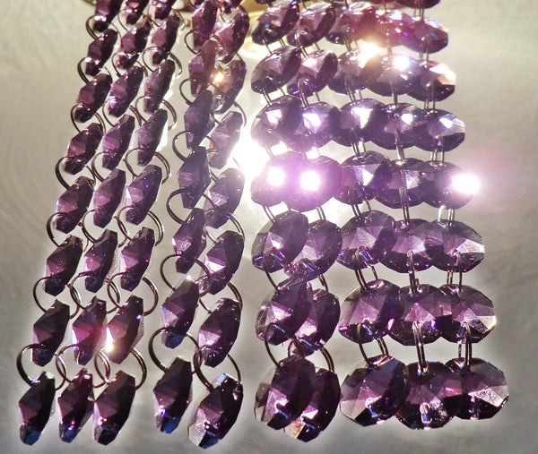 100 Vintage Art Deco Look Purple Chandelier Drops Parts Machine Cut Glass Crystals Shabby Droplets Upcycle Beads Charms Christmas Tree Wedding Decorations Bundle 2m Garland Feng Shui Sun Catchers 2