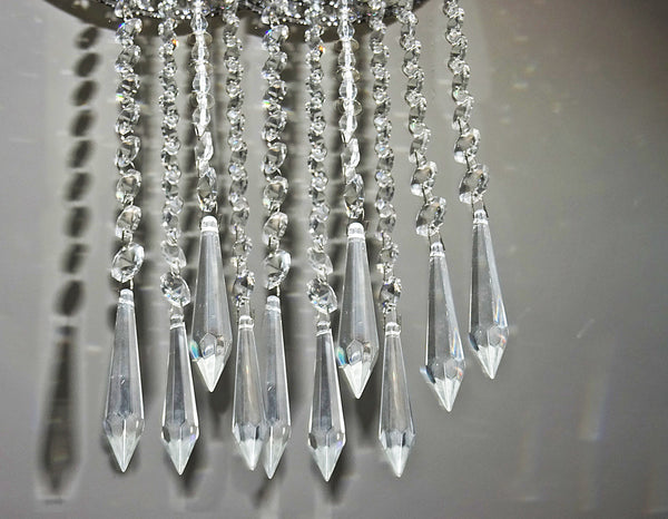 Clear Glass Torpedo XL Icicle 335 mm / 13.4 inch Chandelier Chain of Drops Crystals Beads Garland Pendant Decoration 12