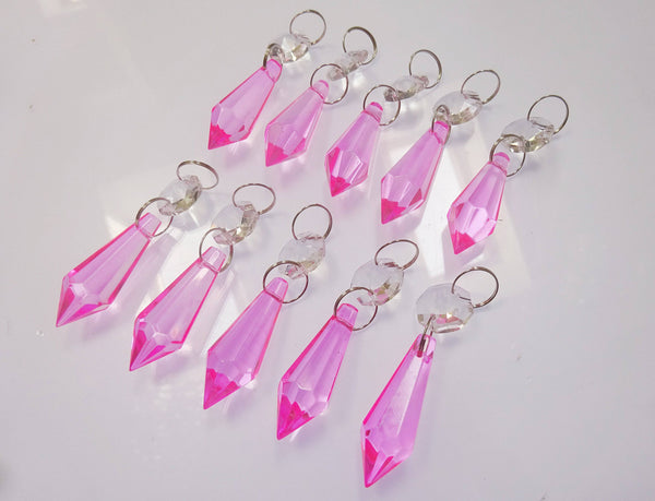 Rose Pink Cut Glass Torpedo 37 mm 1.5" Chandelier Crystals Drops Beads Droplets Light Parts 4