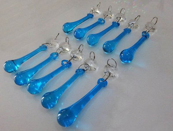 Teal Blue Cut Glass Orbs 53 mm 2" Chandelier Crystals Droplets Beads Drops Lamp Light Parts 12