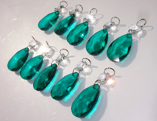 Peacock Green Cut Glass Oval 37 mm 1.5" Chandelier Crystals Drops Beads Droplets Light Part 5