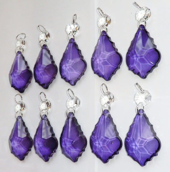 Purple Cut Glass Leaf 50 mm 2" Chandelier Crystals Drops Beads Droplets Light Lamp Parts 10