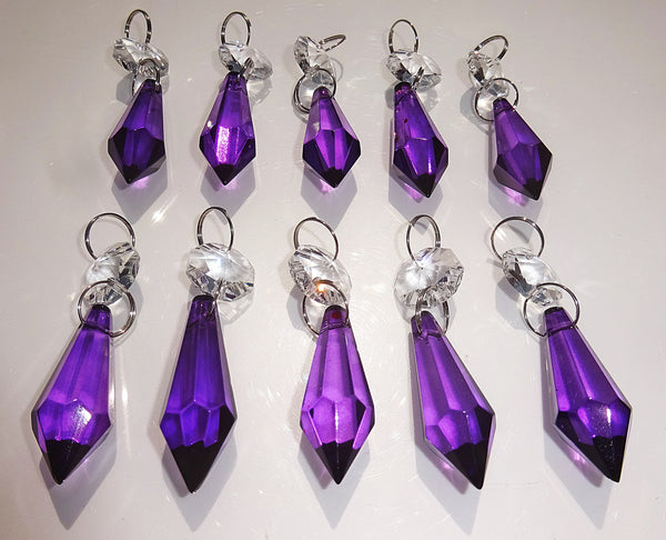 Purple Cut Glass Torpedo 37 mm 1.5" Chandelier Crystals Drops Beads Droplets Light Parts 4