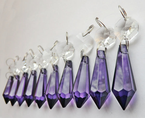 Purple Cut Glass Torpedo 37 mm 1.5" Chandelier Crystals Drops Beads Droplets Light Parts 5
