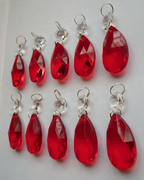 Red Cut Glass Oval 37 mm 1.5" Chandelier Crystals Drops Beads Droplets Light Lamp Parts 5