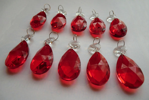 Red Cut Glass Oval 37 mm 1.5" Chandelier Crystals Drops Beads Droplets Light Lamp Parts 6