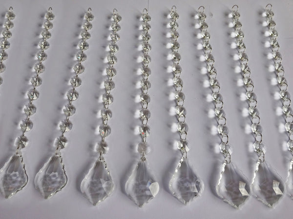1 Chain Strand Clear Glass Leaf 10.8 inch Chandelier Drops Crystals Beads Garland 2