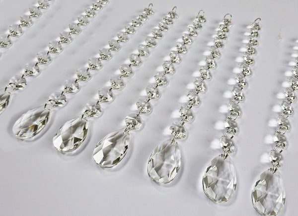 1 Chain Strand Clear Glass Oval Almond 10.8 inch Chandelier Drops Crystals Beads Garland 5